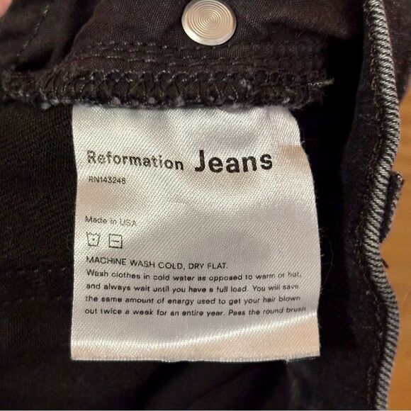 Reformation High and Skinny Faded Black Destroyed Jeans 28in Inseam - Picture 5 of 5